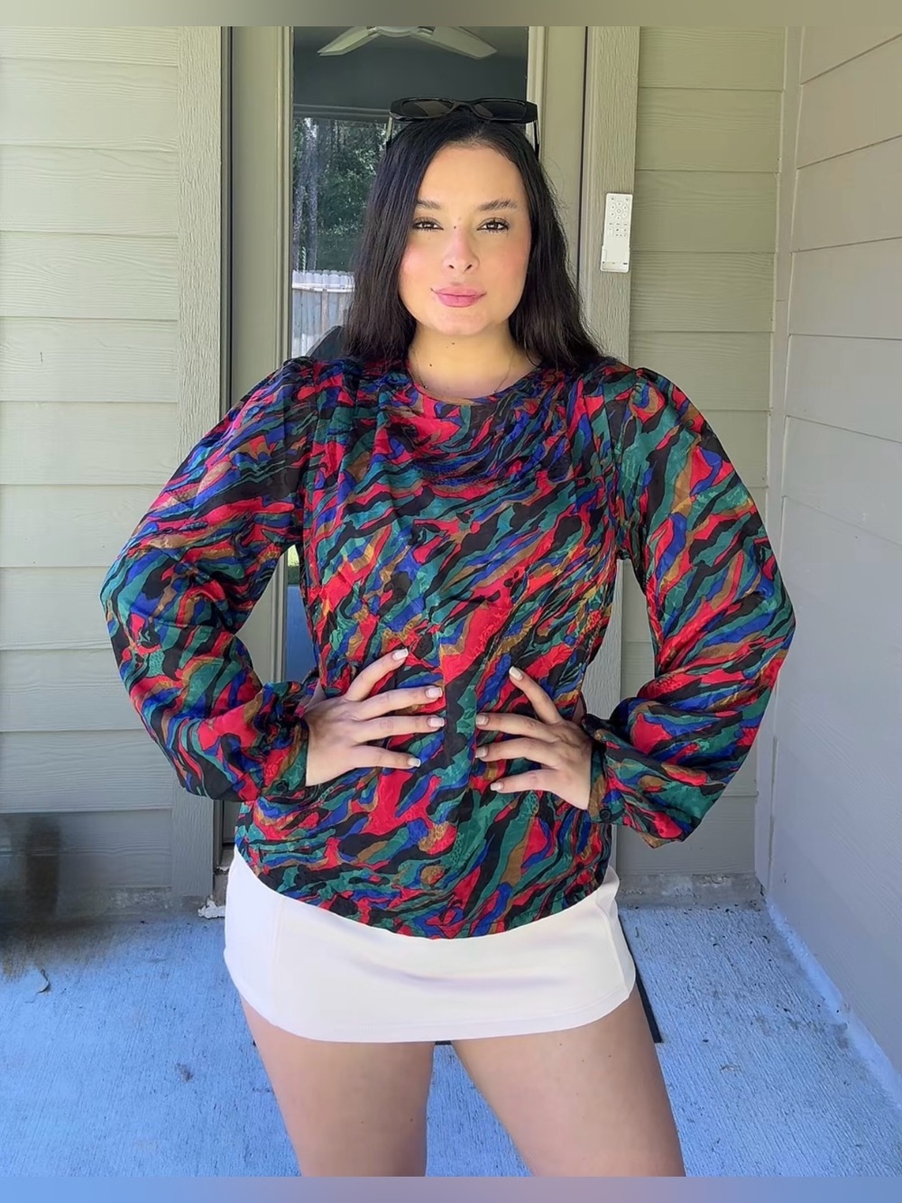 Vintage Nicola Abstract Print Blouse USA Made Size 12